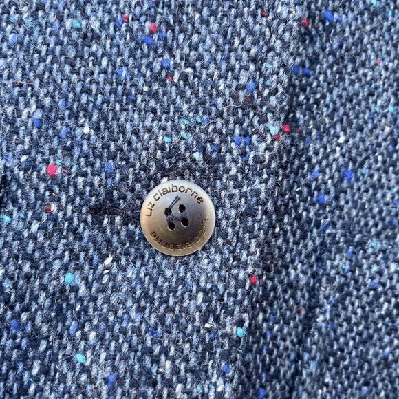 Vintage Liz Claiborne Wool Blend Speckled Blue Tweed Blazer, SZ 12 NWOT - Picture 9 of 9